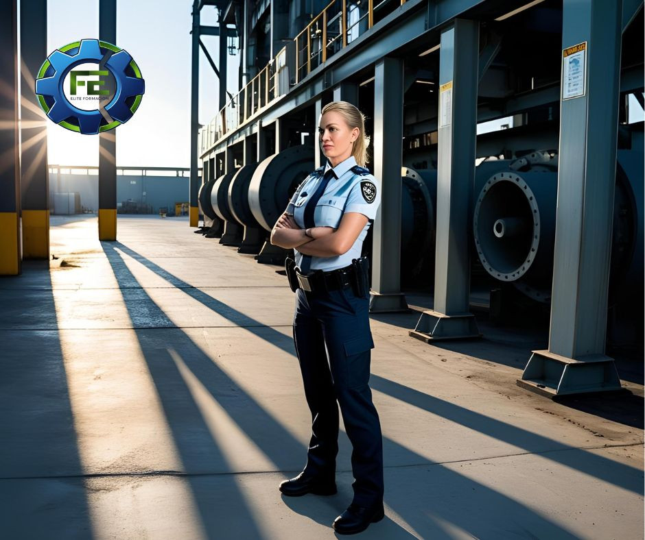 Vigilante femenina en el sector industrial